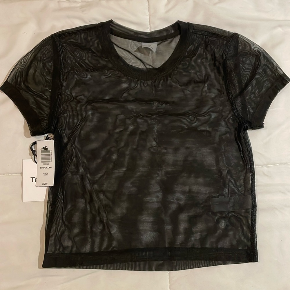 TNA Black Mesh Crop Tee